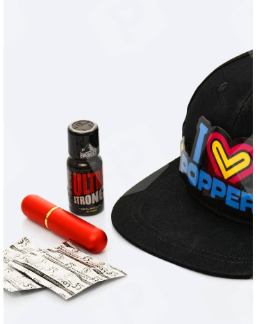 MINI Kit Festival Poppers + czapka LED + inhalator + prezerwatywy