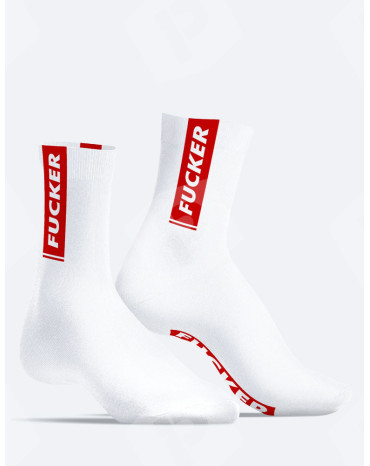 Skarpetki "Fucker" Czerwone i Białe - SneakXX | Radykalny Styl