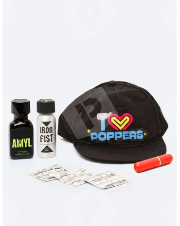 MAXI Kit festival: 2 Poppers + inhalator + czapka + prezerwatywy